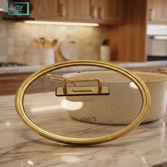 Falez Granite Non-Stick Cookware Set 9-Piece – Creamy & Gold 4 Falez Granite Non-Stick Cookware Set 9-Piece – Creamy & Gold - Image 3