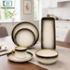 White and black shaded ceramic dinner set 32 pieces