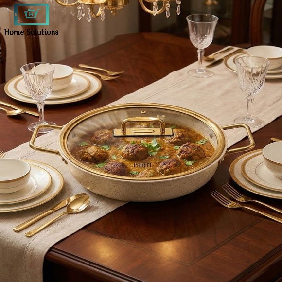 Falez Granite Non-Stick Cookware Set 9-Piece – Creamy & Gold 6 Falez Granite Non-Stick Cookware Set 9-Piece – Creamy & Gold - Image 5