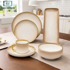 White and brown shaded ceramic dinner set 32 pieces