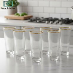 Gold-rimmed ribbed glasstumblers set of 6