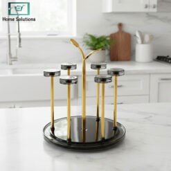 “Glass stand Stainless Steel Rotating Mug Stand 6 Cup Holder”