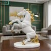 Luxury white and gold rearing horse sculpture