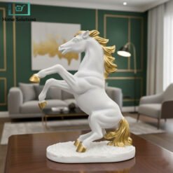 Luxury white and gold rearing horse sculpture