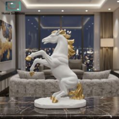 Alternative view of Luxury Horse Sculpture Rearing White & Gold – Home Decor Statue