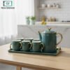 “Luxury Ceramic Tea Set 9 Pcs with Kettle and Tray”
