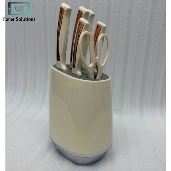Elegant Knife Set 7-Piece - Rose Gold & Cream 5 Elegant Knife Set 7-Piece - Rose Gold & Cream - Image 3