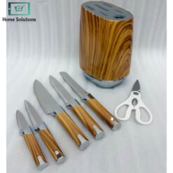 Alternative view of Premium Knife Set 7-Piece Faux-Wood with Matching Universal Block