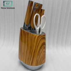 Premium Knife Set 7-Piece Faux-Wood with Matching Universal Block 7 b 2 - Home Solutions
