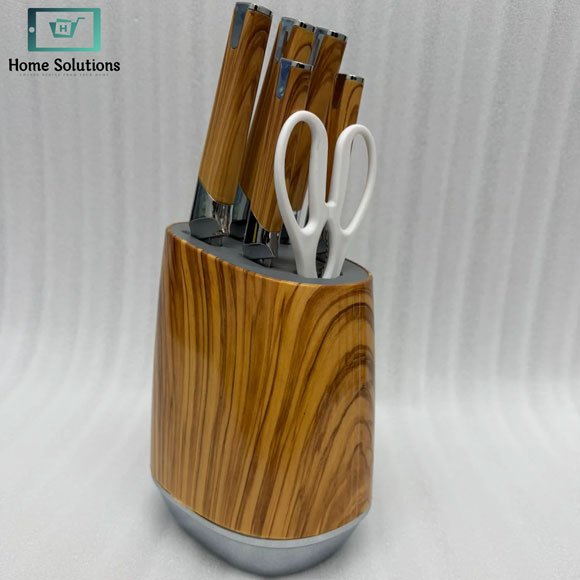 Premium Knife Set 7-Piece Faux-Wood with Matching Universal Block 5 Premium Knife Set 7-Piece Faux-Wood with Matching Universal Block - Image 3