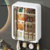 wall mounted bathroom wall storage cabinet with hooks
