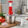 Stainless steel hand push chopper 2L capacity