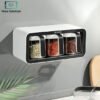 Ecoco wall mounted spice rack with 3 cups and spoons