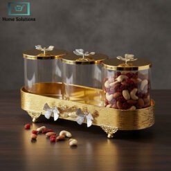 3 piece candy jar set clear design