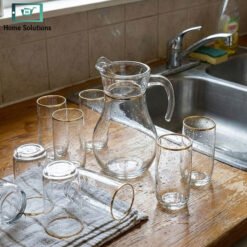 Alternative view of Pasabahce Glass Water Jug Set 7-Piece Turkish Gold Rim