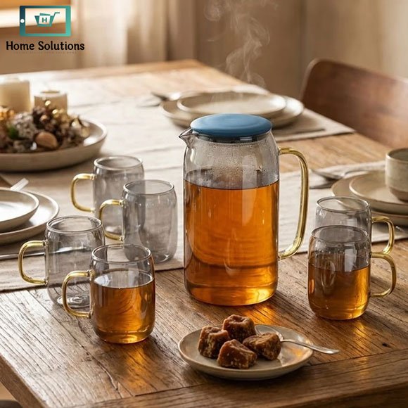 Glass Water Set 7-Piece Smoky Grey 2 smoky grey glass water set 7 piece