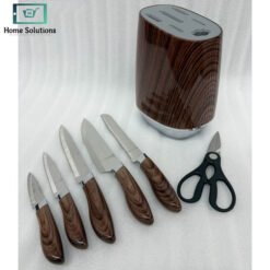 Alternative view of Premium Knife Set 7-Piece Wood-Grain with Universal Block