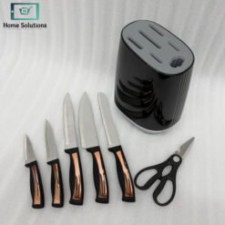 Alternative view of Elegant Knife Set 7-Piece - Rose Gold & Black