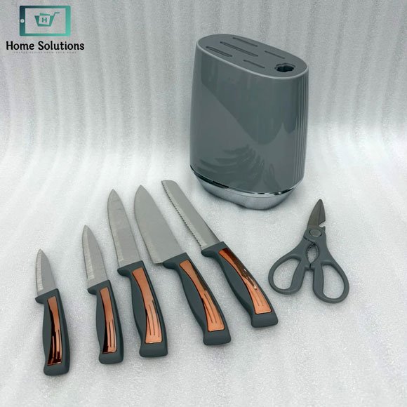 Elegant Knife Set 7-Piece - Rose Gold & Grey 4 Elegant Knife Set 7-Piece - Rose Gold & Grey - Image 2