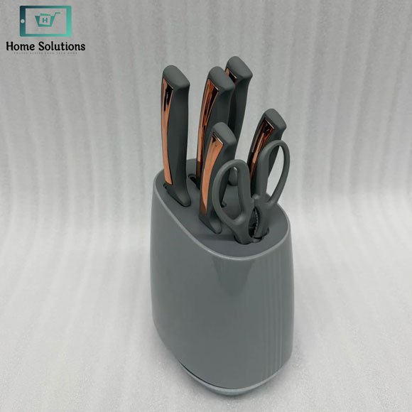 Elegant Knife Set 7-Piece - Rose Gold & Grey 5 Elegant Knife Set 7-Piece - Rose Gold & Grey - Image 3