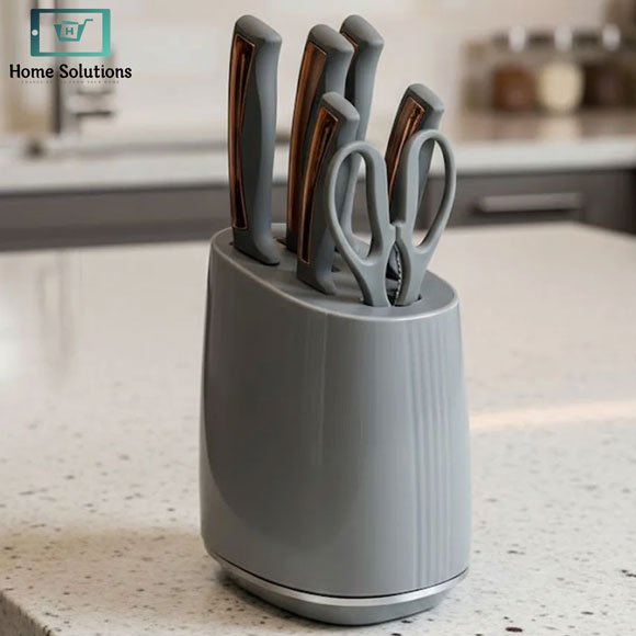 Elegant Knife Set 7-Piece - Rose Gold & Grey 3 elegant 7 piece stainless steel knife set