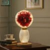 Rose Glass Dome Night Lamp with Crystal Base 2 rose glass dome night lamp with crystal base