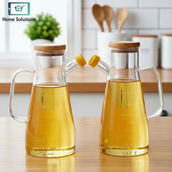 Glass Oil Bottle 1 Liter 2 1 liter glass oil bottle with pouring spout