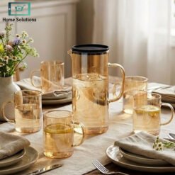 modern amber glass water pitcher set 1.5L