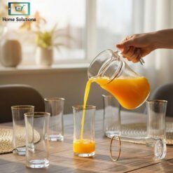 Pasabahce Turkish gold rim glass water jug set