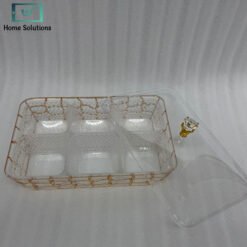 Alternative view of Elegant Acrylic Dry Fruit Tray 6-Section with Gold Mesh Frame & Crystal Lid Knob