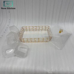 Elegant Acrylic Dry Fruit Tray 6-Section with Gold Mesh Frame & Crystal Lid Knob 8 tray 2 - Home Solutions
