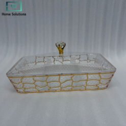 Elegant Acrylic Dry Fruit Tray 6-Section with Gold Mesh Frame & Crystal Lid Knob 9 tray - Home Solutions