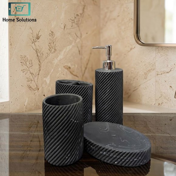 Fashion Boutique Bath Set 4 Pcs - Black 3 fashion boutique bath set 4 pcs elegant design