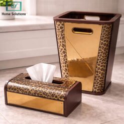 Crystal wooden dustbin and tissue box set
