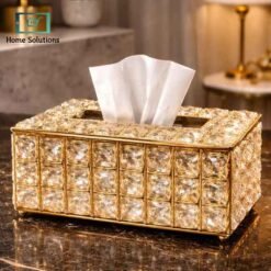 Crystal design tissue box holder with premium glossy finish