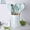 Silicone Cooking Utensils Set 12Pcs with Wooden Handles