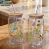 Danny Home printed glass sipper set of 2 with straw