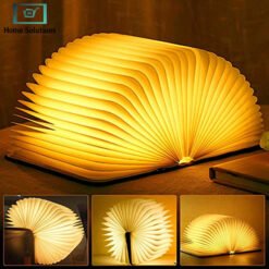 LED wooden book lamp 3D folding design USB rechargeable decorative night light for home décor Pakistan