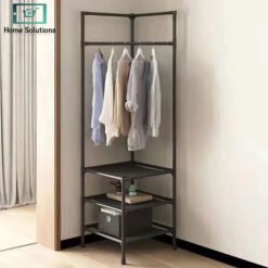 Attachable corner pole rack adjustable height design