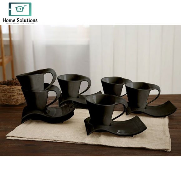 Ceramic Cup & Saucer Set of 6 2 ceramic cup & saucer set of 6 elegant design
