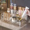 Acrylic cosmetics makeup organizer tray with multiple compartments