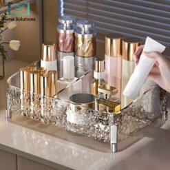 Acrylic cosmetics makeup organizer tray with multiple compartments