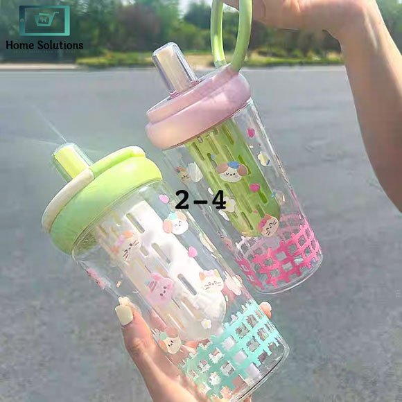 Cute Glass Sipper Cup 630ml with Straw & Handle - 630ml 5 Cute Glass Sipper Cup 630ml with Straw & Handle - 630ml - Image 3