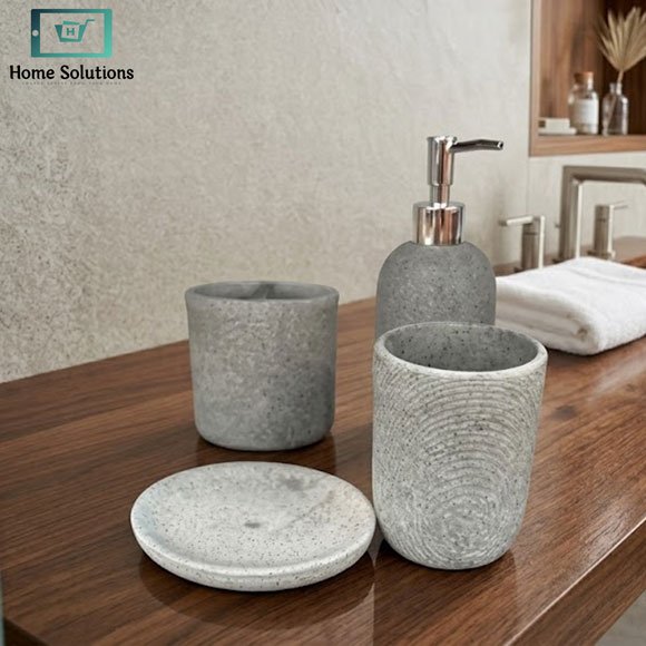 Fashion Boutique Bath Set 4 Pcs - Grey 2 fashion boutique bath set 4 pcs elegant design