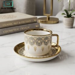 Elegant Gold Arabic Pattern Cup & Saucer Set 6 Pcs 5 22 - Home Solutions