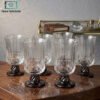Elegant Glass Set of 6 with Black Base 1 ribbed glass set with black pedestal base