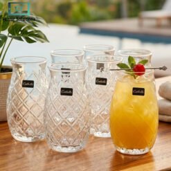 Set of 6 pineapple embossed glass set