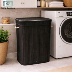 rectangular bamboo laundry basket