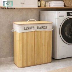 rectangular bamboo laundry basket