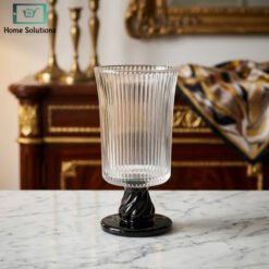 Elegant Ribbed Glass Set of 6 with Black Base 5 black - Home Solutions